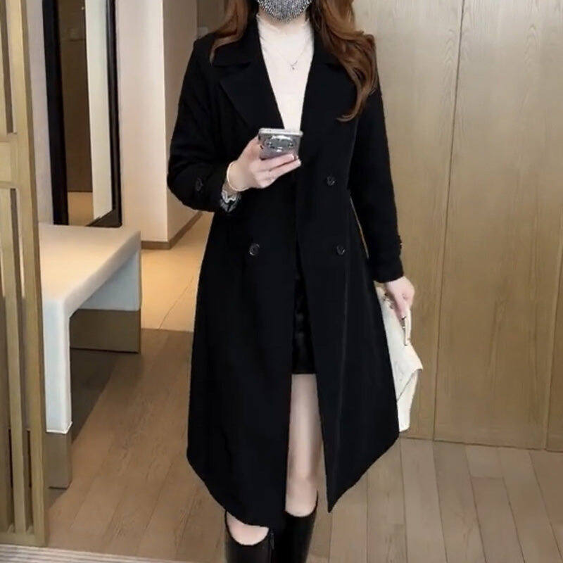 Abrigo trench de mujer, diseño versátil para moda de otoño/invierno. Tejido cálido y exterior.