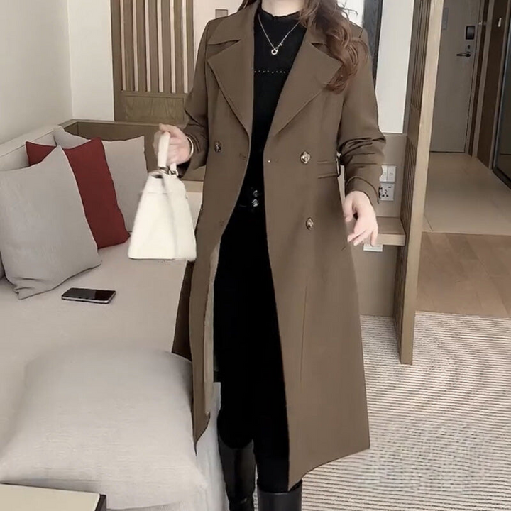 Gabardina larga de mujer, prenda exterior chic para otoño e invierno. Estilo versátil y elegante.