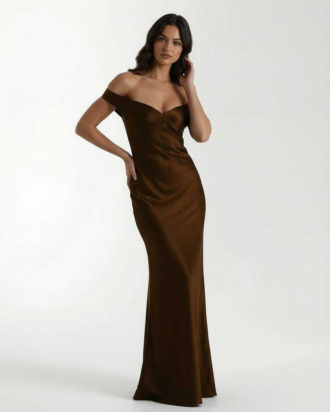 Vestido para mujer marrón, estilo maxi y elegante. Ideal para fiesta, formal y ocasiones especiales.
