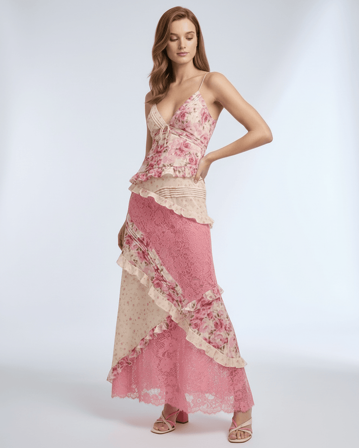 Vestido maxi floral casual de mujer, diseño flotante y romántico, perfecto para el verano.
