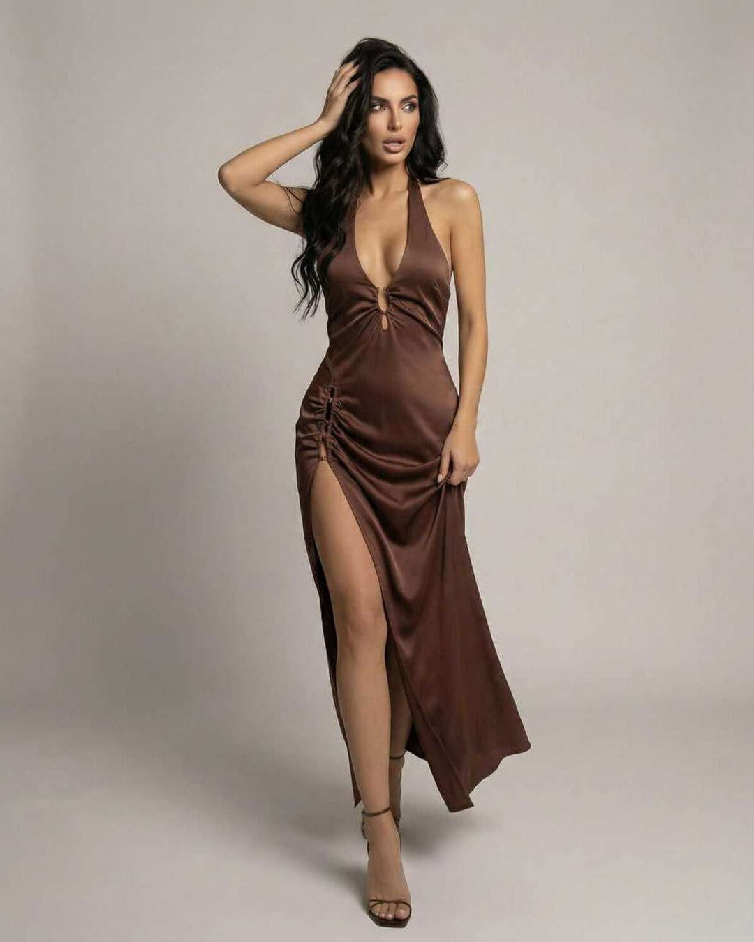 Vestido maxi de moda femenina Sienna, elegante, sin mangas, con escote cuadrado. Ideal para fiestas.