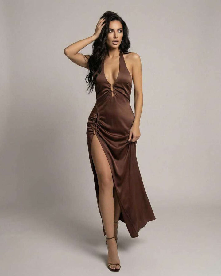 Vestido maxi de moda femenina Sienna, elegante, sin mangas, con escote cuadrado. Ideal para fiestas.