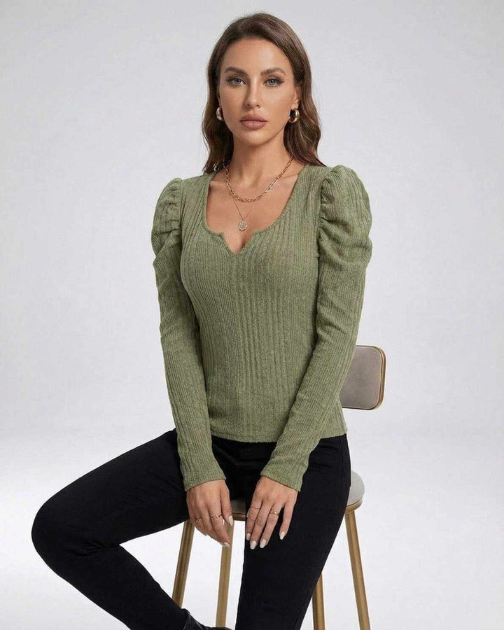 Top de punto acanalado para mujer, un suéter moderno y confortable, ideal para otoño e invierno.