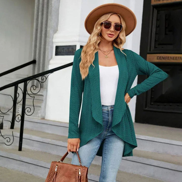 Cárdigan de estilo casual para mujer, trenzado, con abertura frontal. Look relajado y chic.