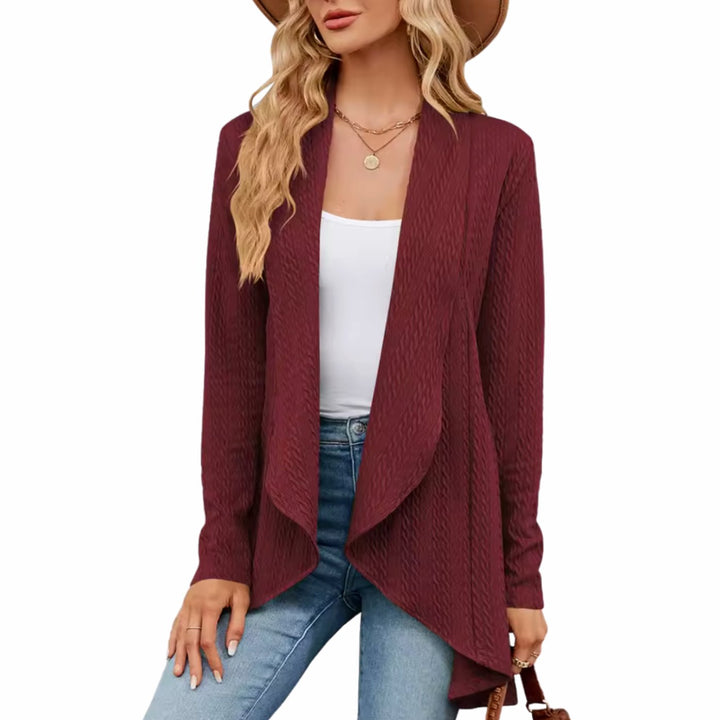 Cárdigan cálido para mujer, diseño trenzado, con abertura frontal. Perfecto para el frío de otoño.