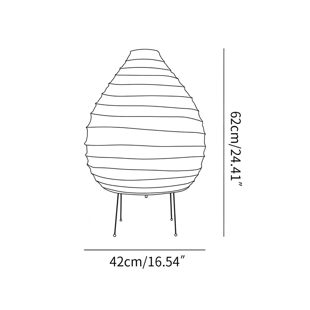 Iluminación LED suave con lámpara de mesa Akari 22N, ideal para dormitorio o sala de estar minimalista.