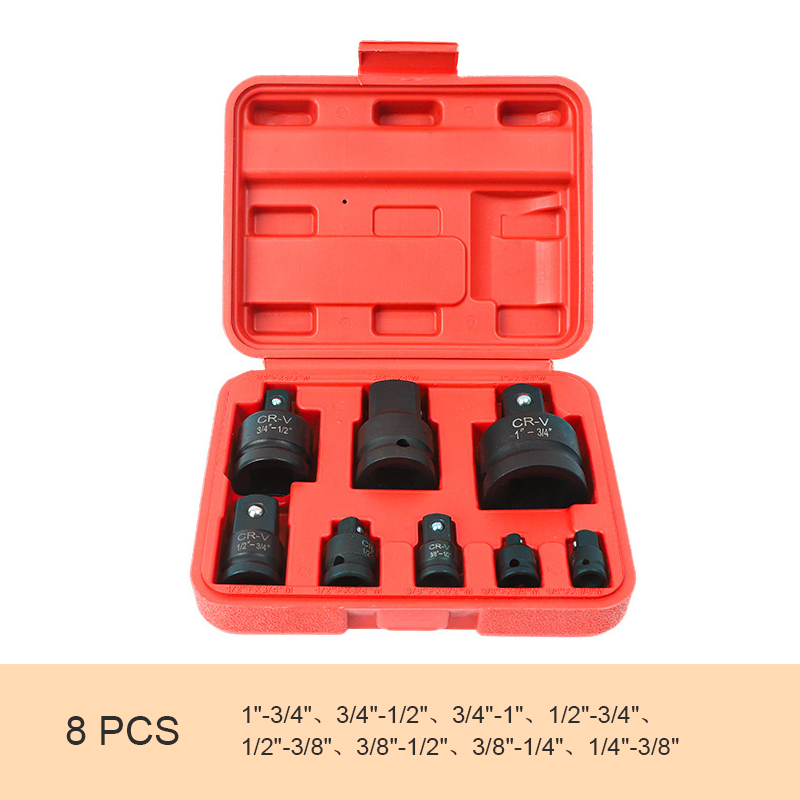 Adaptadores de impacto de acero cromo vanadio para dados, herramienta esencial en taller profesional.