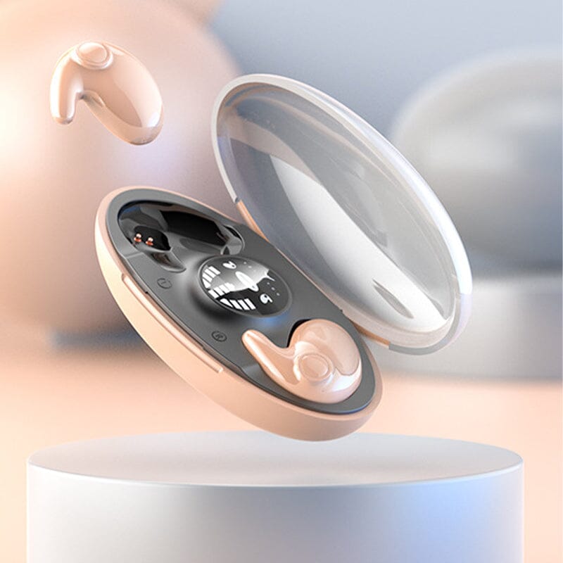 Contenido del paquete: auriculares invisibles inalámbricos, estuche de carga y accesorios para uso prolongado.