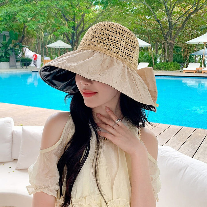Sombrero de mujer para viaje, UPF 50+, paja, compacto y ligero para el sol de verano.