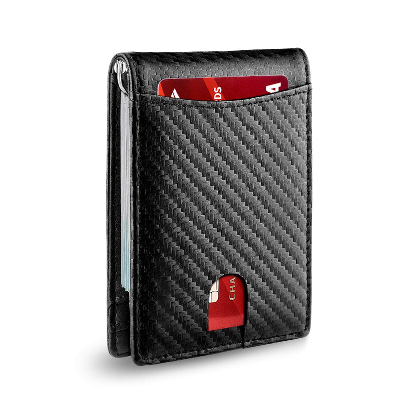 Billetera delgada para hombre, cuero genuino con protección RFID antirrobo.