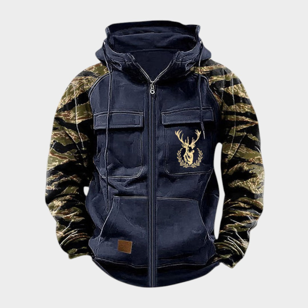 Chaqueta militar vintage para hombre, look casual retro. Abrigo de moda y estilo para otoño/invierno.