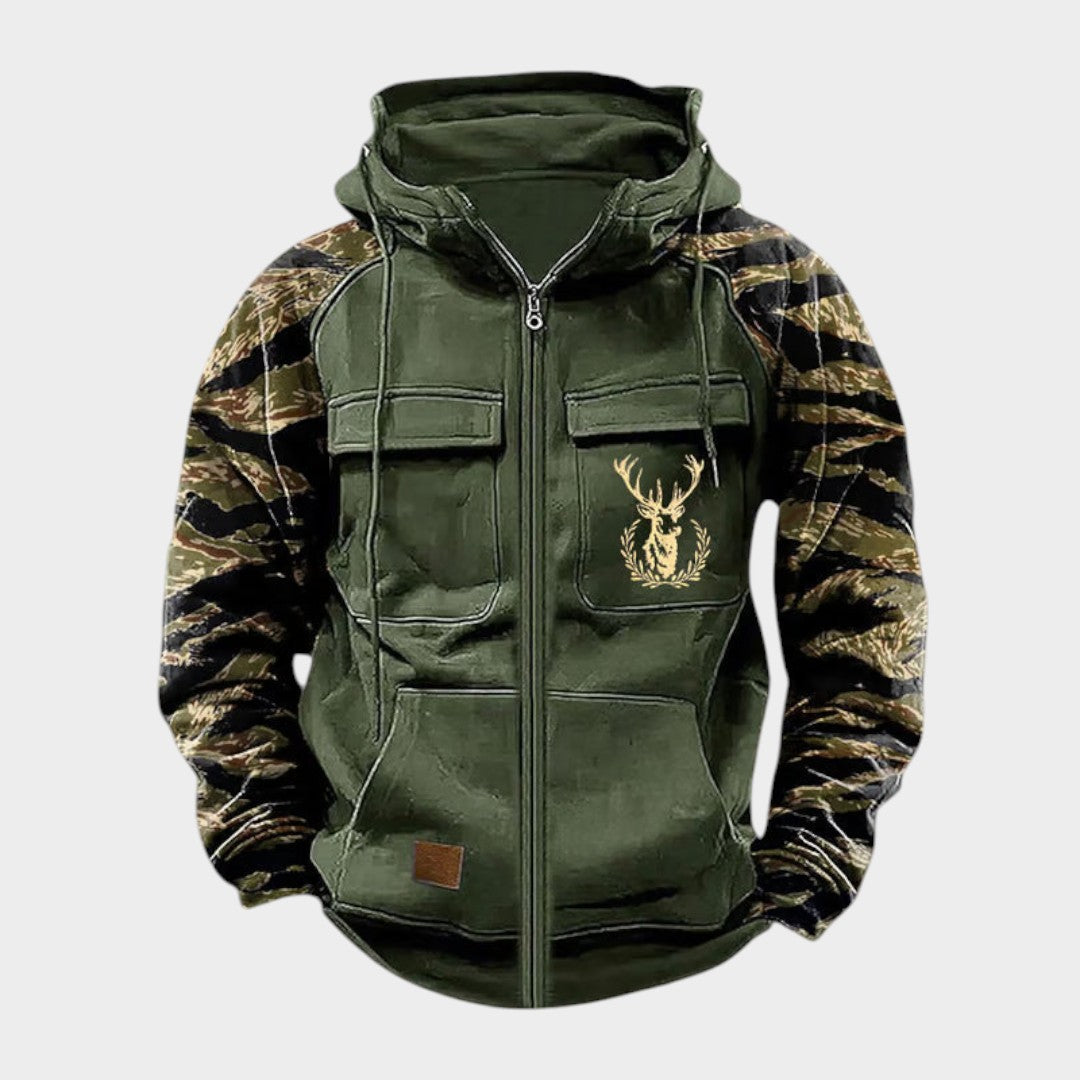 Chaqueta militar vintage para hombre, estilo casual retro. Ideal para otoño/invierno, moda masculina.