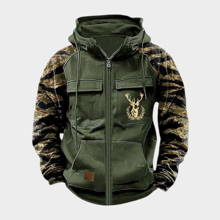 Chaqueta militar vintage para hombre, estilo casual retro. Ideal para otoño/invierno, moda masculina.