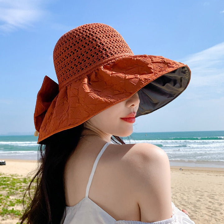 Sombrero de paja para mujer, protección UPF 50+, elegante, perfecto para vacaciones y sol.