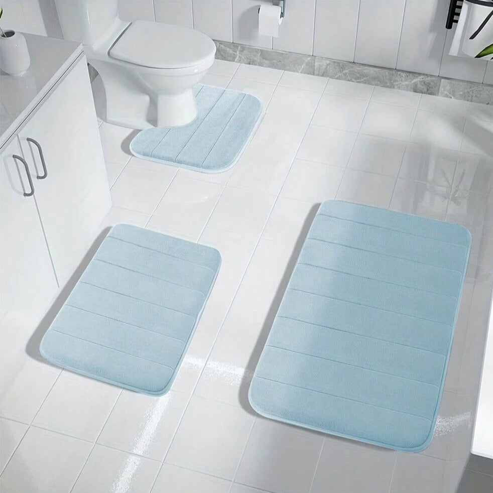 Alfombras de baño absorbentes de espuma viscoelástica, juego de 3 para mantener el suelo seco y seguro.