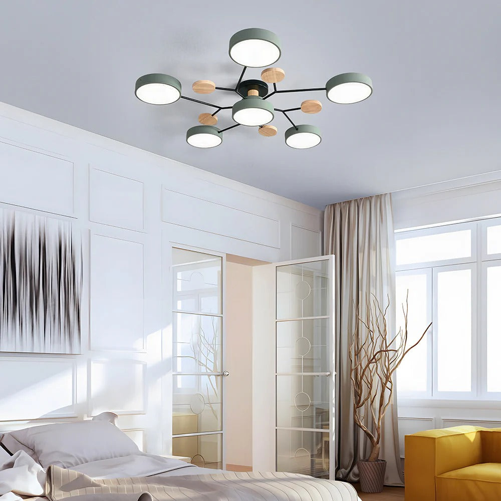 Lámpara LED de techo Halo con diseño contemporáneo para interiores modernos.