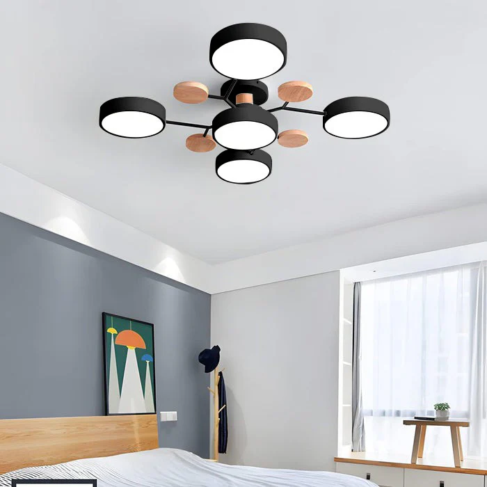Iluminación LED de techo Halo, diseño vanguardista para interiores de lujo.
