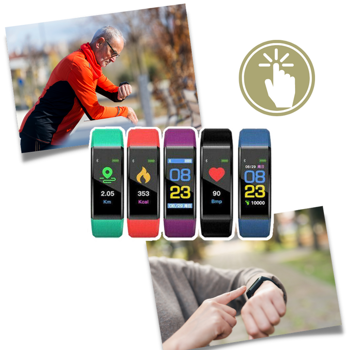 Reloj inteligente fácil de usar para personas mayores, interfaz intuitiva y acceso rápido a funciones de salud.
