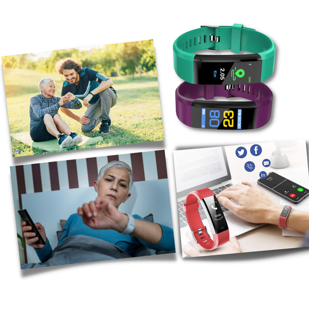 Elegante reloj inteligente unisex, diseño moderno y ergonómico. Ideal para el monitoreo de salud de mayores.
