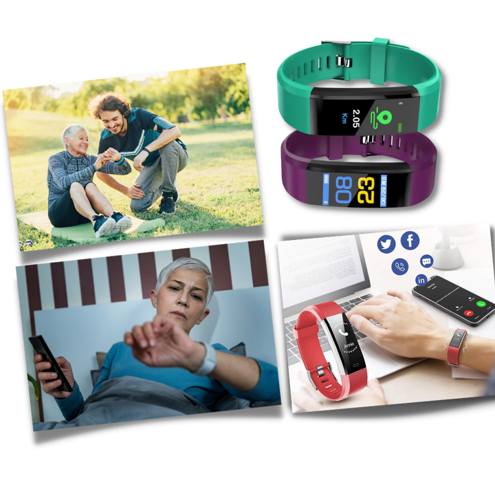 Elegante reloj inteligente unisex, diseño moderno y ergonómico. Ideal para el monitoreo de salud de mayores.