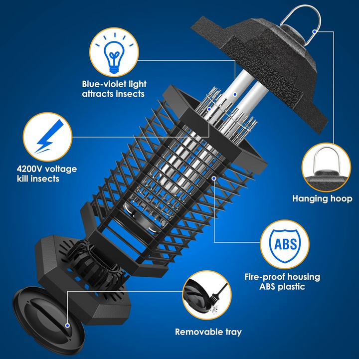 Zapper eléctrico silencioso para interior. Elimina mosquitos e insectos en tu hogar, seguro y no tóxico.