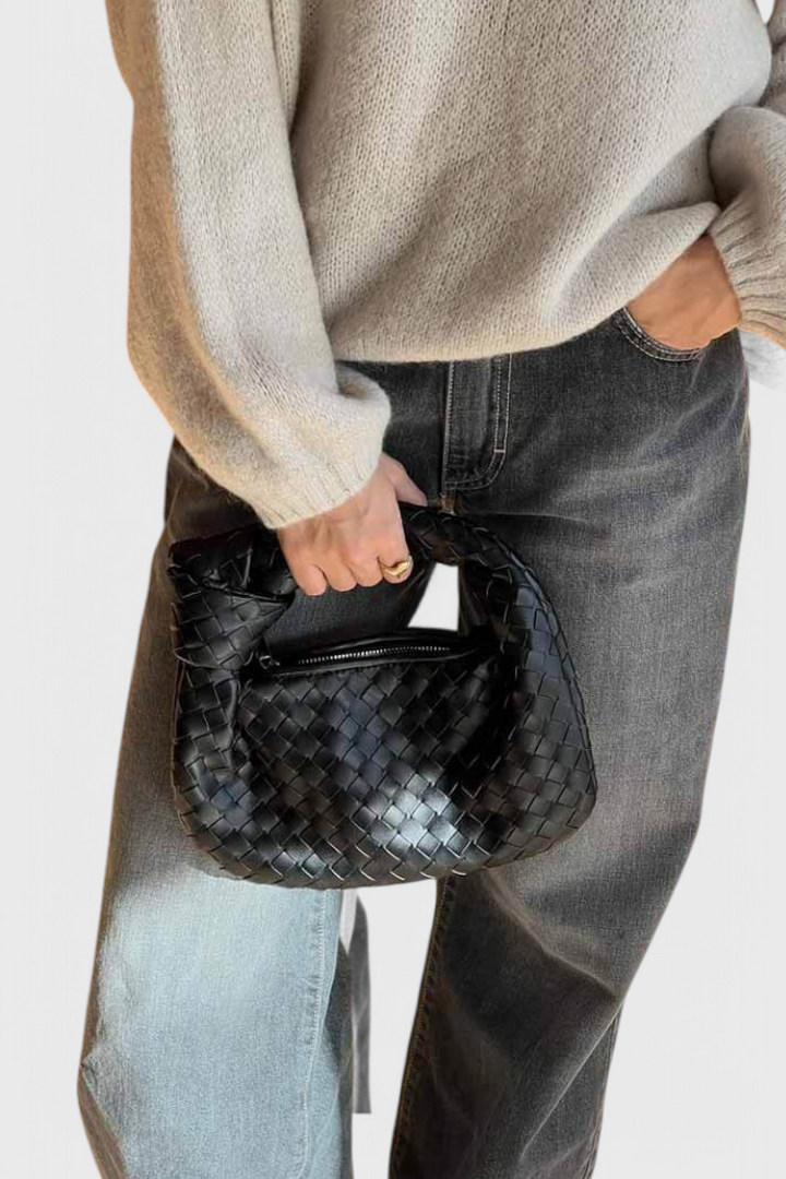 Bolso satchel mini de mujer, piel vegana tejida. Diseño elegante y versátil, un complemento perfecto y compacto.