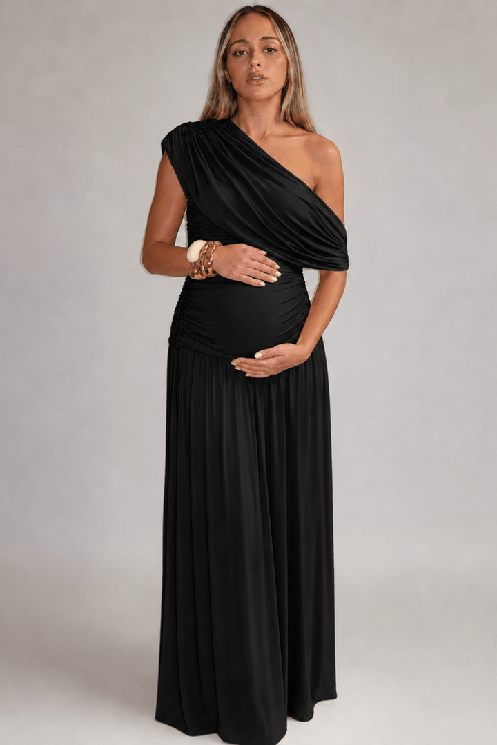 Vestido asimétrico de fiesta para mujer embarazada, versátil y cómodo, disponible en varios colores.