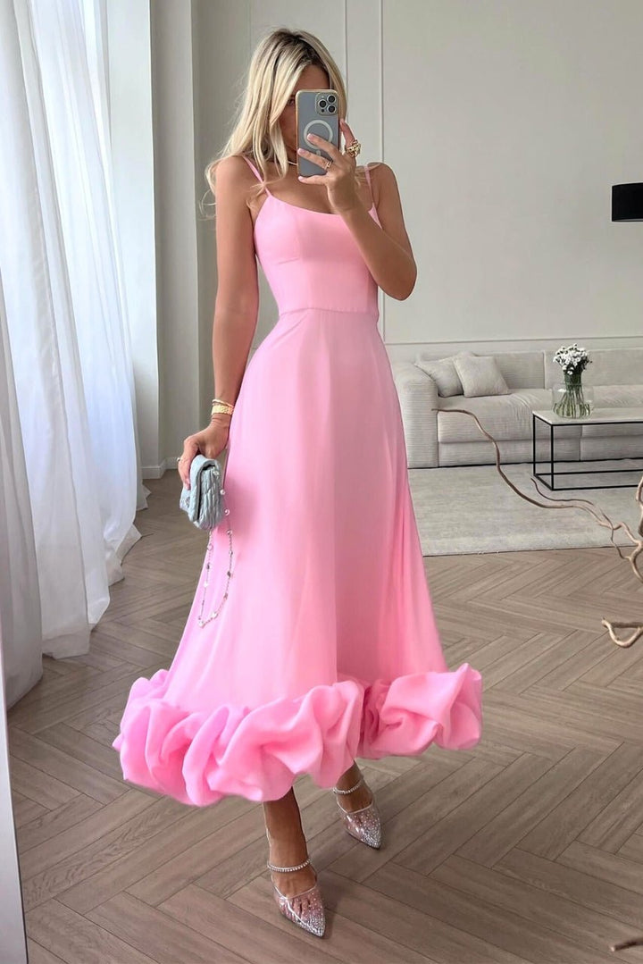 Vestido de fiesta largo con volantes para mujer, diseño fluido, elegante y muy cómodo.