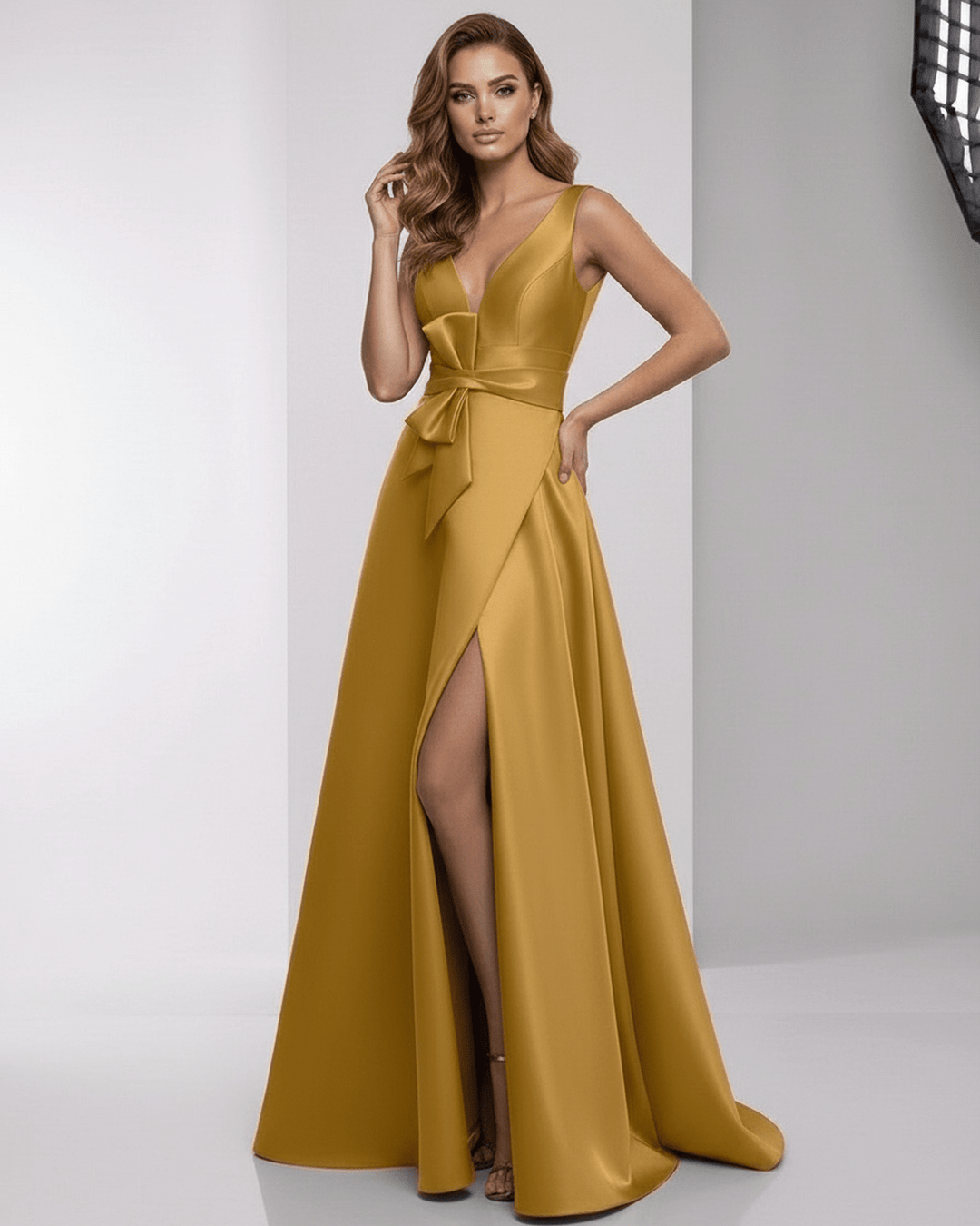 Vestido maxi blanco Solenne Fluye, elegante y fluido, para mujer en ocasiones formales de noche.