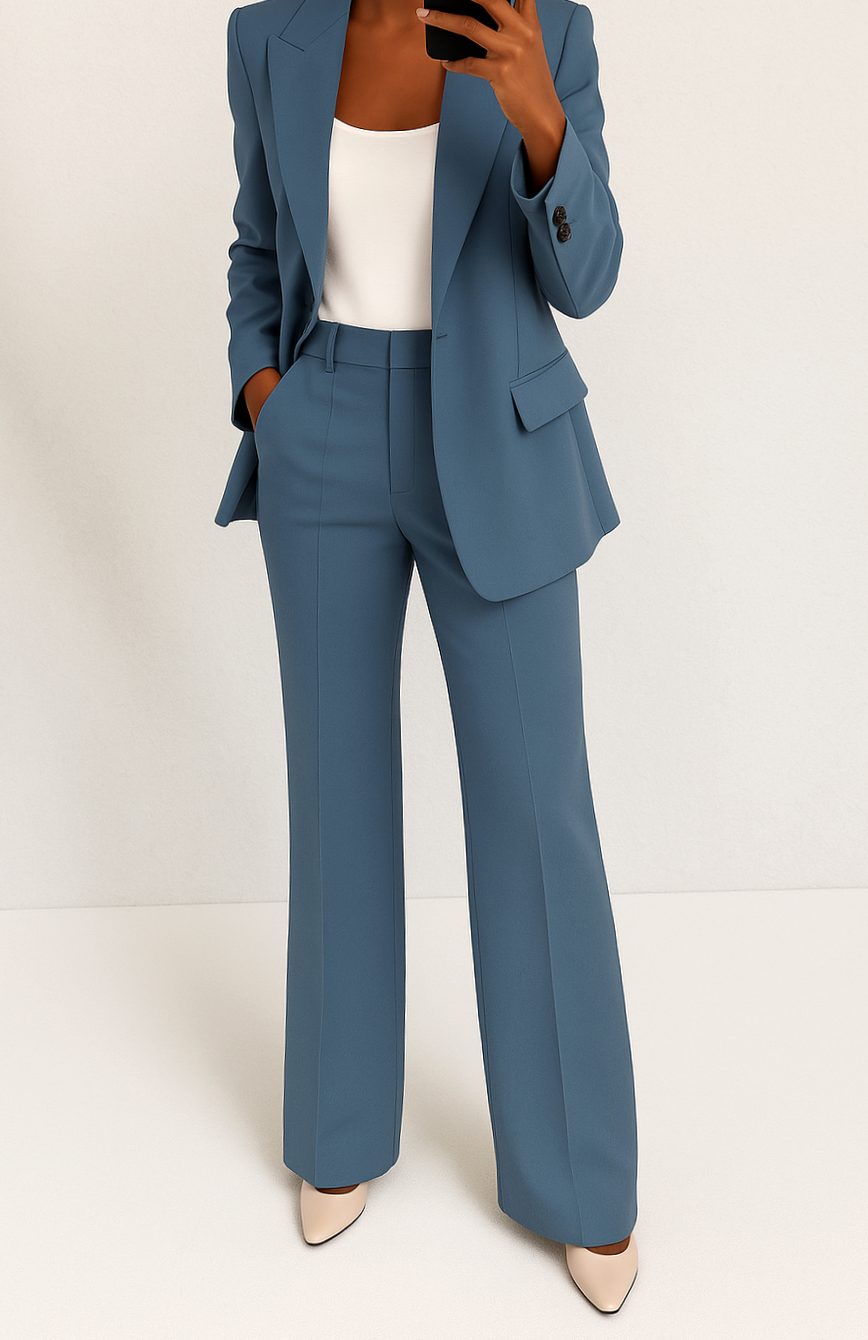Traje sastre mujer, perfecto para moda ejecutiva. Outfit formal que proyecta elegancia profesional y sofisticación.