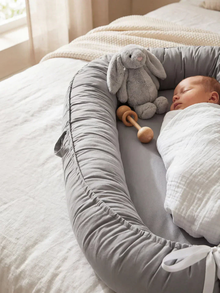 Cama de bebé de algodón suave y transpirable, nido portátil esencial para el confort del recién nacido.