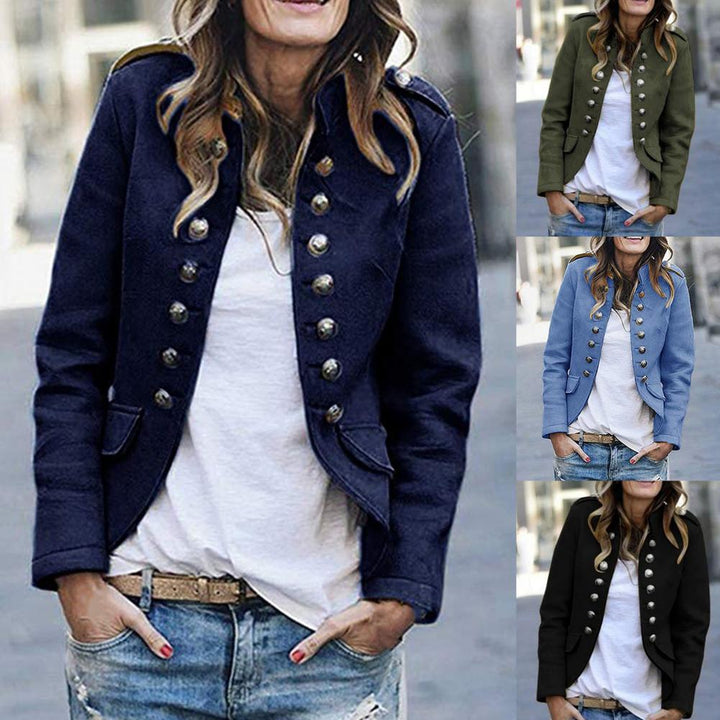 Chaqueta casual de mujer elegante con bolsillos, ideal para estilo diario y confort en moda femenina.