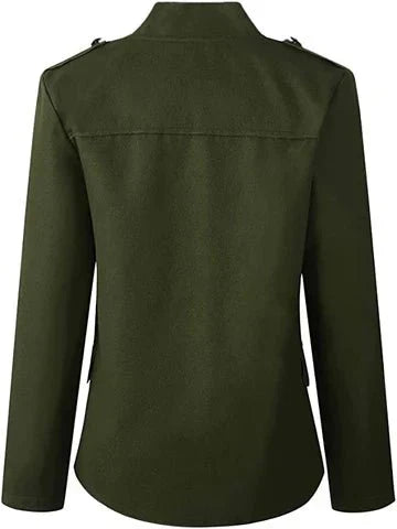 Chaqueta de mujer confortable para ropa diaria, estilo moderno y casual con bolsillos prácticos.
