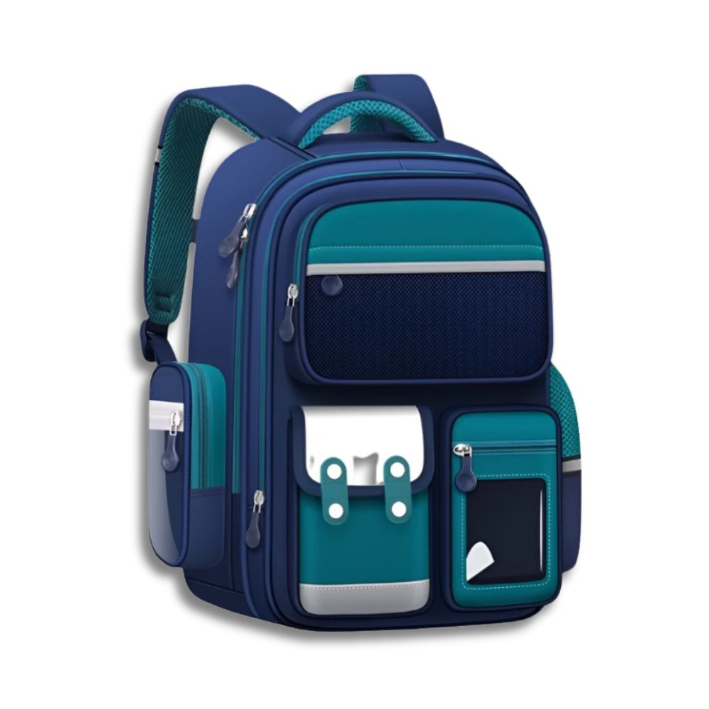 Mochila escolar impermeable y duradera para niños. Diseño espacioso y colores vivos.