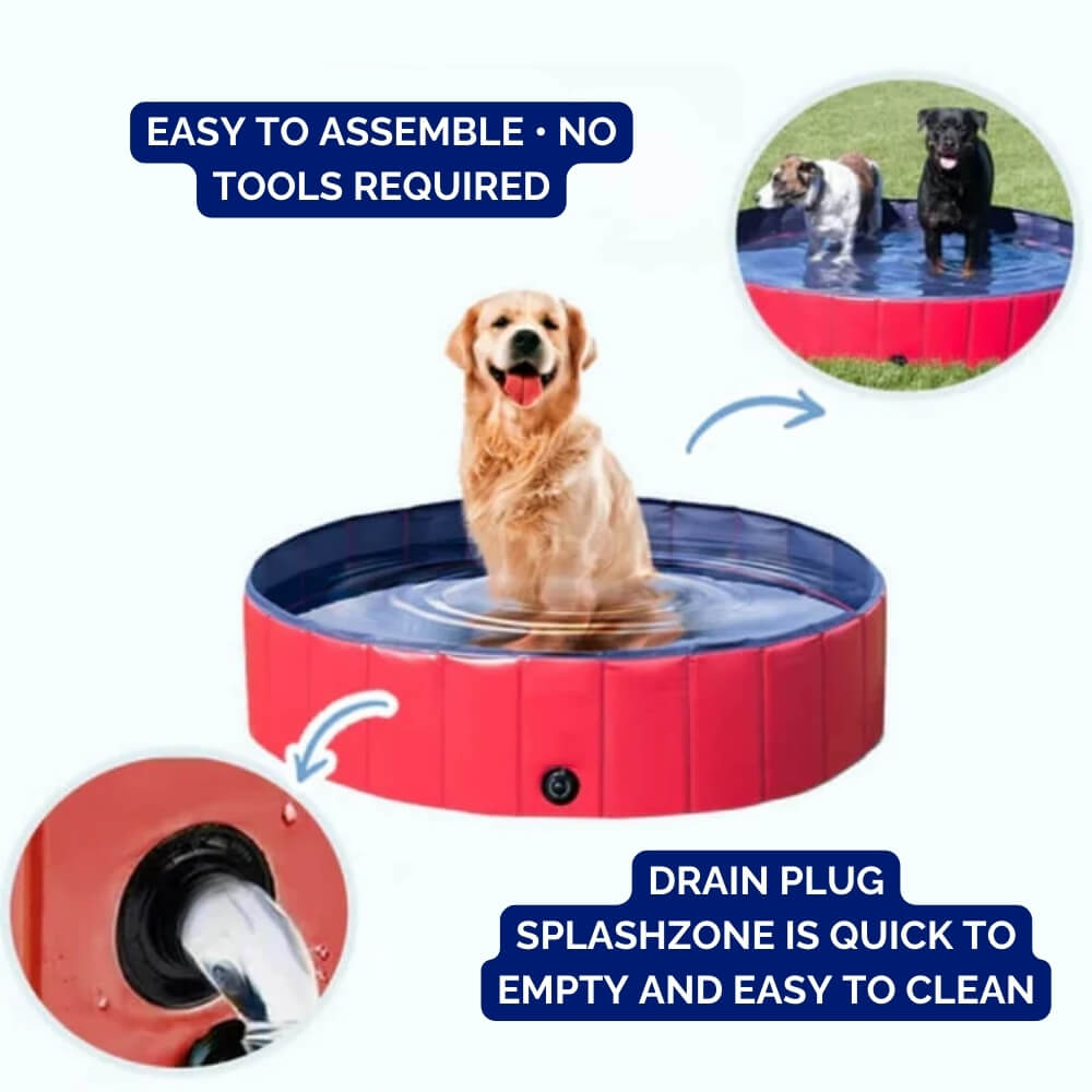 Piscina de verano para perros, plegable, portátil y duradera. Excelente juguete refrescante para mascotas en el jardín exterior.