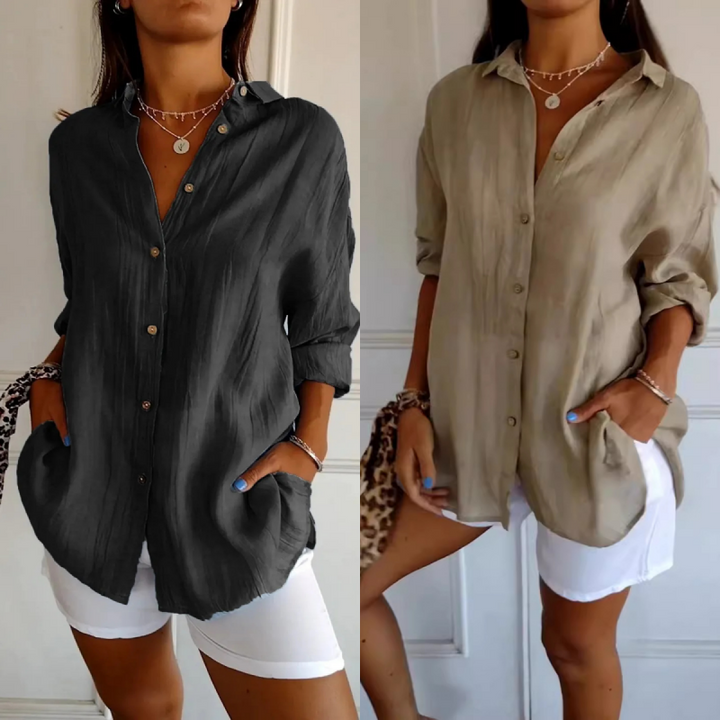 Camisa de moda para mujer, estilo clásico con solapa. Ropa femenina versátil, transpirable y muy elegante.
