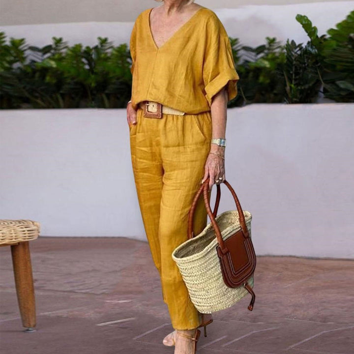 Conjunto de moda femenina de dos piezas, cómodo y versátil para el día a día y un look casual de verano.