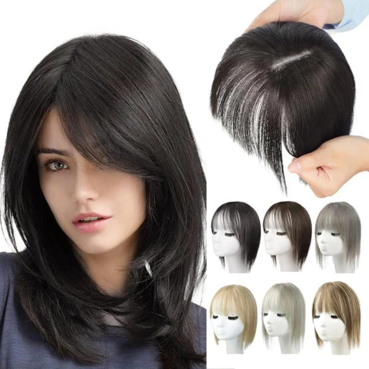 Flequillo natural para mujeres, extensiones de cabello sintético que realzan el estilo facial.
