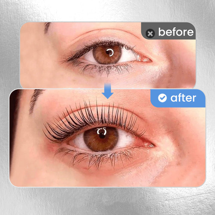 Máscara de pestañas voluminizadora con cepillo metálico, alarga y define para realzar la belleza.