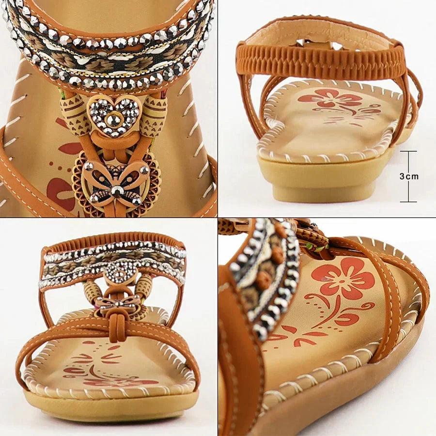 Sandalias planas cómodas para mujer, estilo bohemio, perfectas para paseos de verano y uso diario.