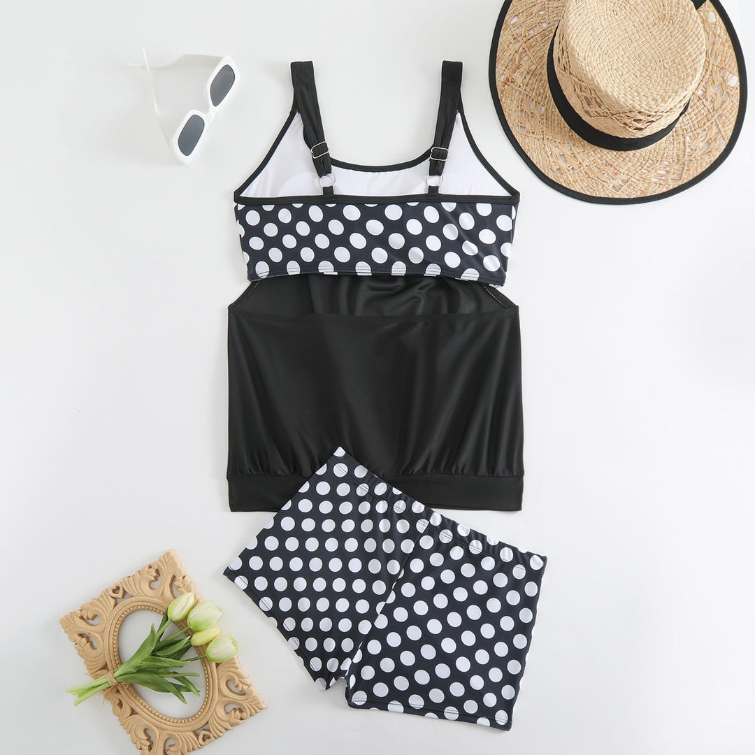 Bikini de lunares, cintura alta, elegante para mujer, perfecto para el verano en la playa.