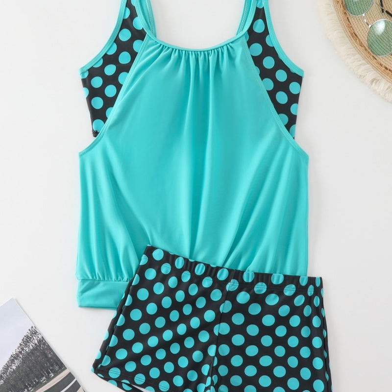 Bikini de moda con lunares para mujer, cintura alta, ideal para la piscina y el verano.