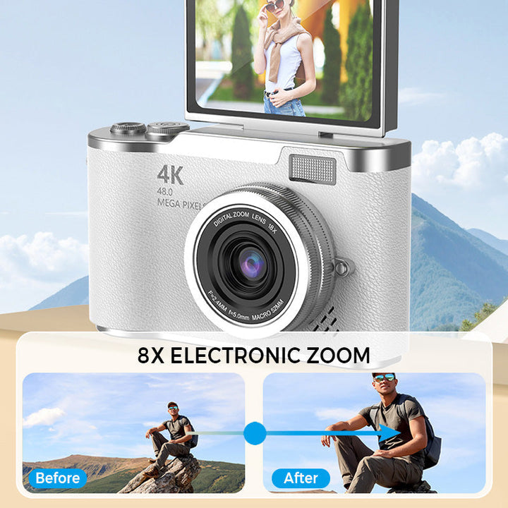 Cámara portátil 4K HD para fotografía y video, perfecta para creadores.