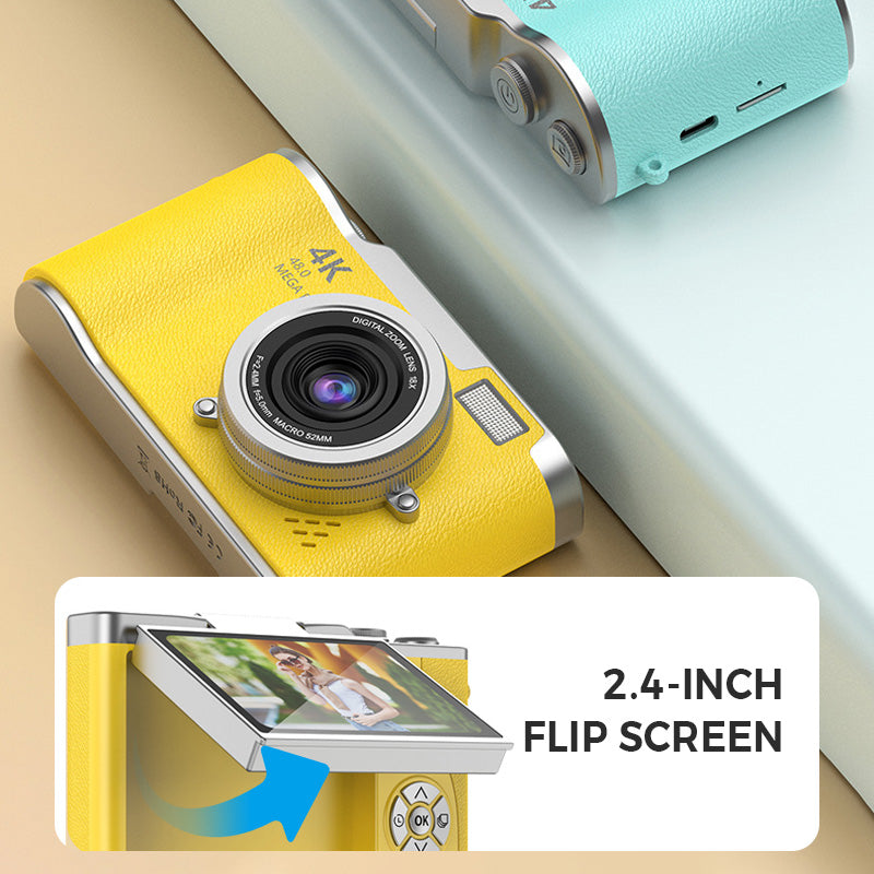 Cámara portátil con zoom potente, capta cada detalle en 4K HD.