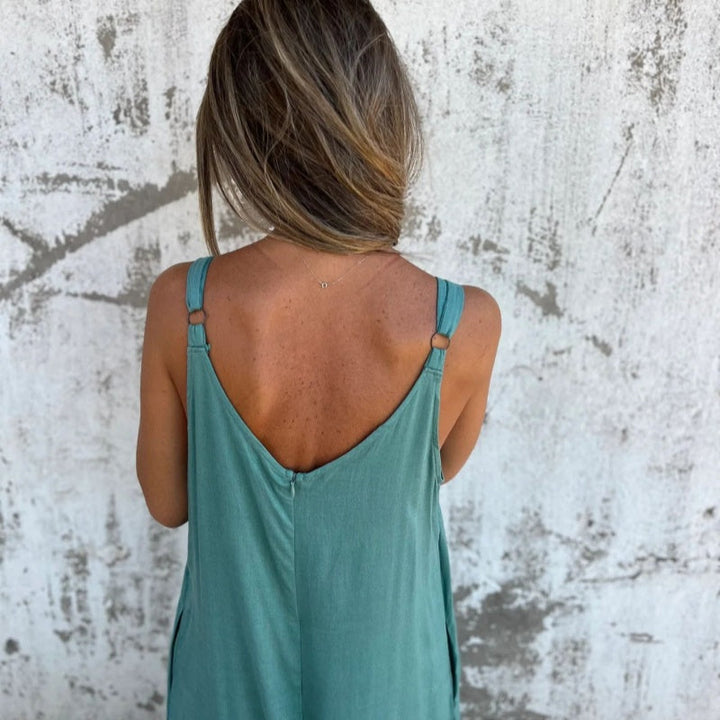 Espalda de mono holgado de algodón y lino para mujer, con tirantes finos ajustables, ideal para el calor.