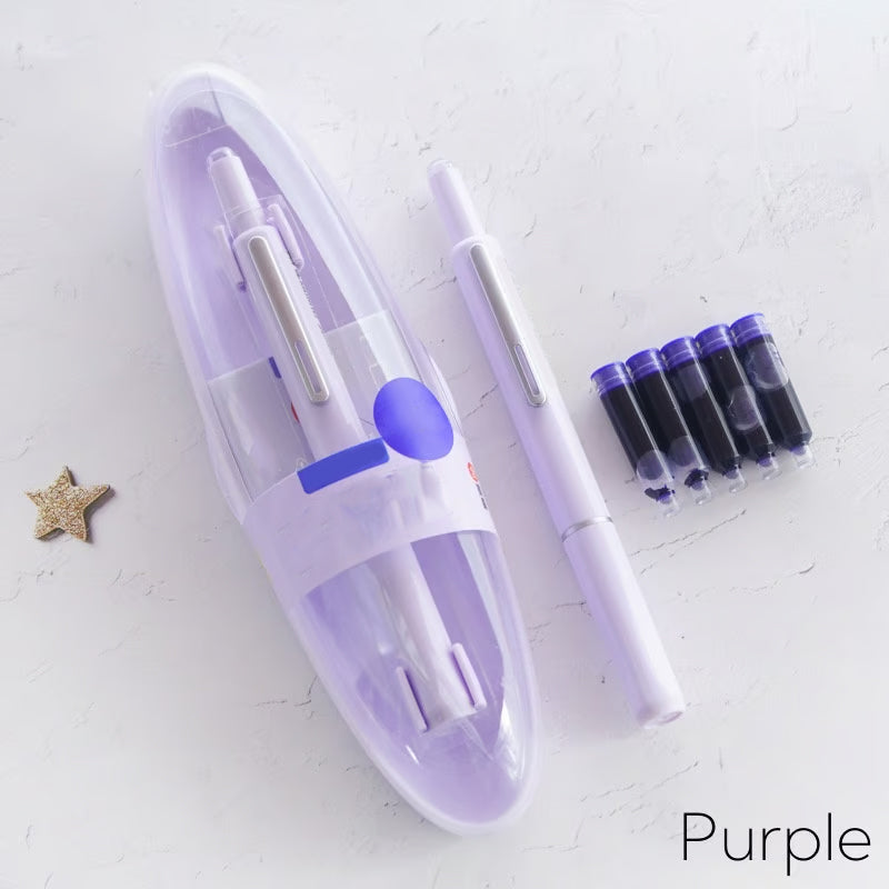 Pluma estilográfica retráctil de diseño elegante y cuerpo resistente, sin necesidad de tapón.