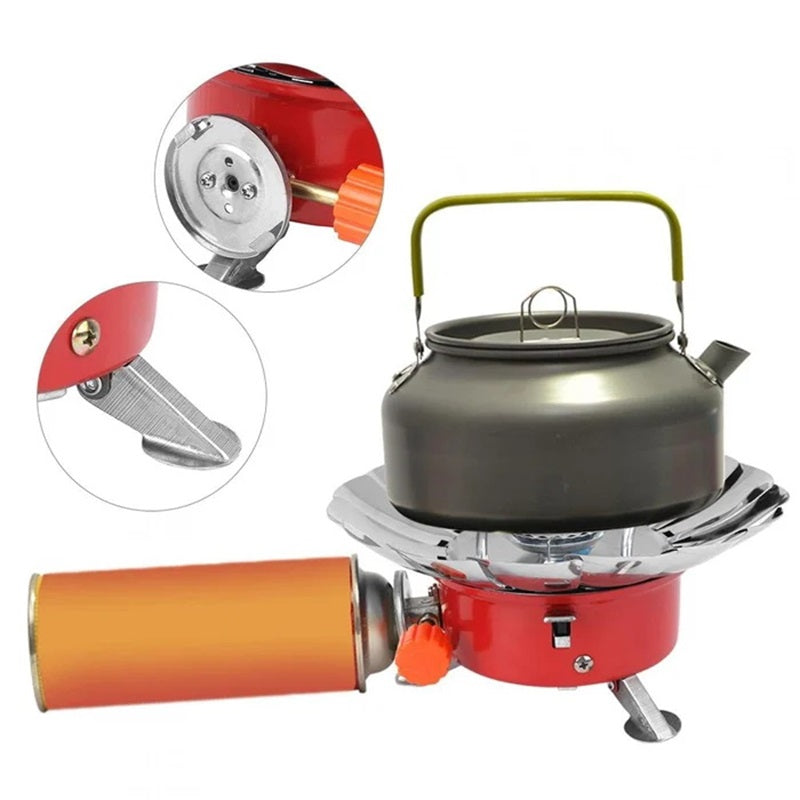 Estufa de gas butano/propano para camping, ideal para cocinar de forma eficiente al aire libre.