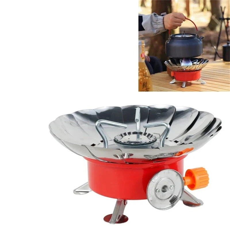 Cocina de camping con estufa de gas portátil, solución rápida y eficiente para tus salidas.