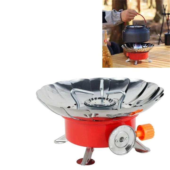 Cocina de camping con estufa de gas portátil, solución rápida y eficiente para tus salidas.