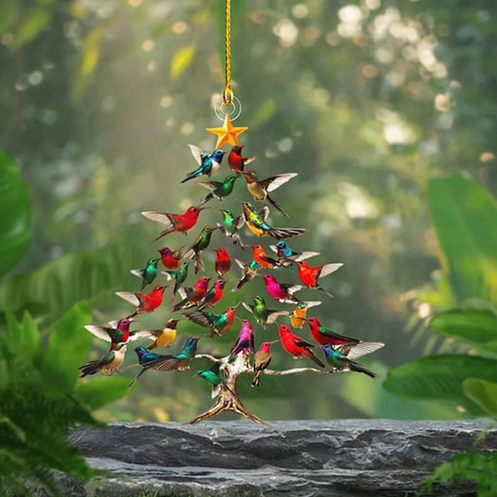 Regalo navideño original: adorno de colibrí colorido, perfecto para amantes de las aves y la Navidad.